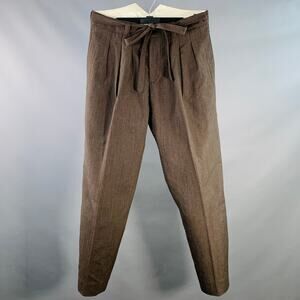 VISVIM Size M Hakama Brown Wool Linen Pleated Belted Dress Pants